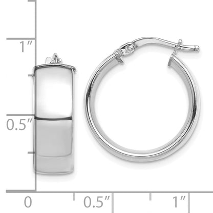 10K Weißgold Hoch Poliert 7mm Creolen