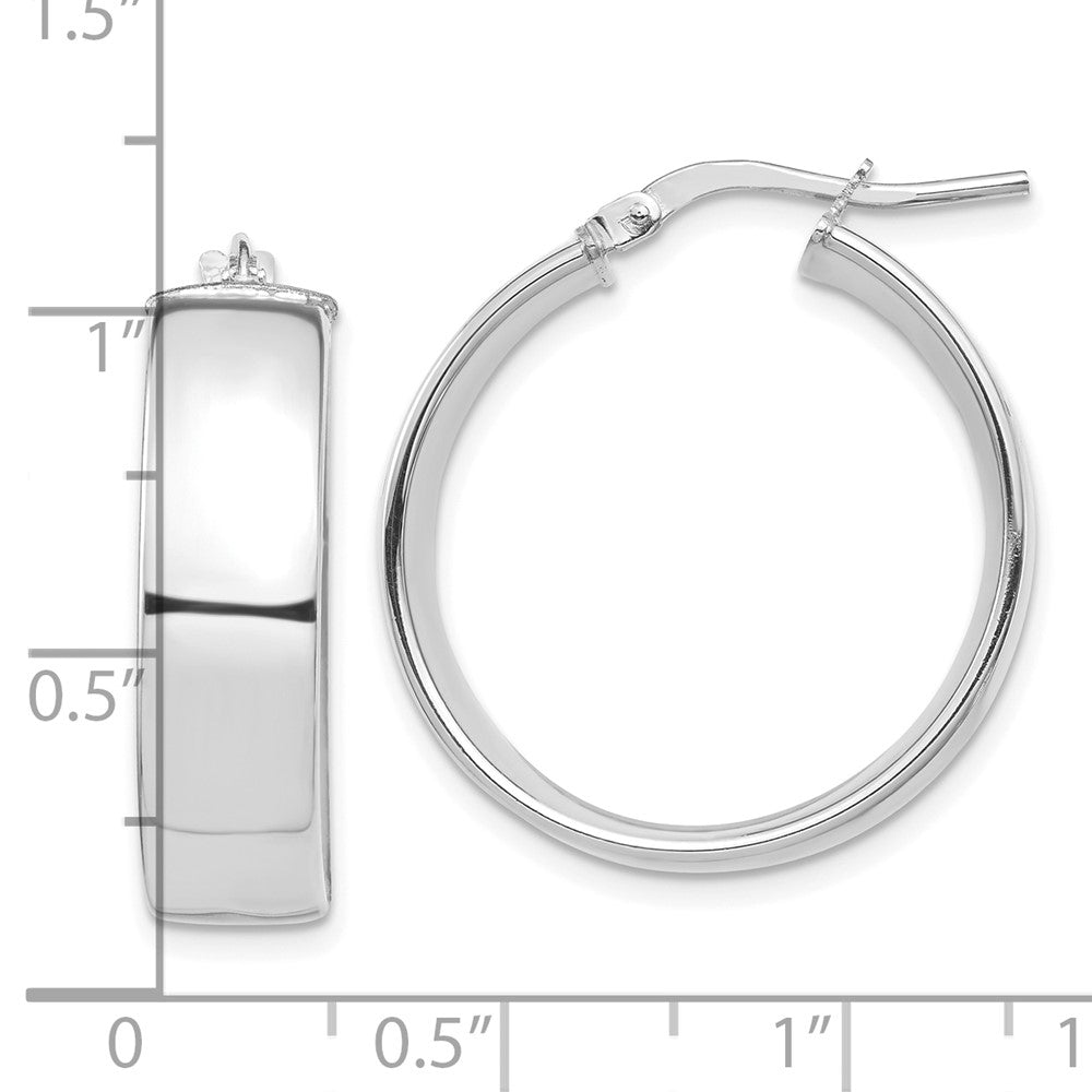 10K Weißgold Hoch Poliert 7mm Creolen