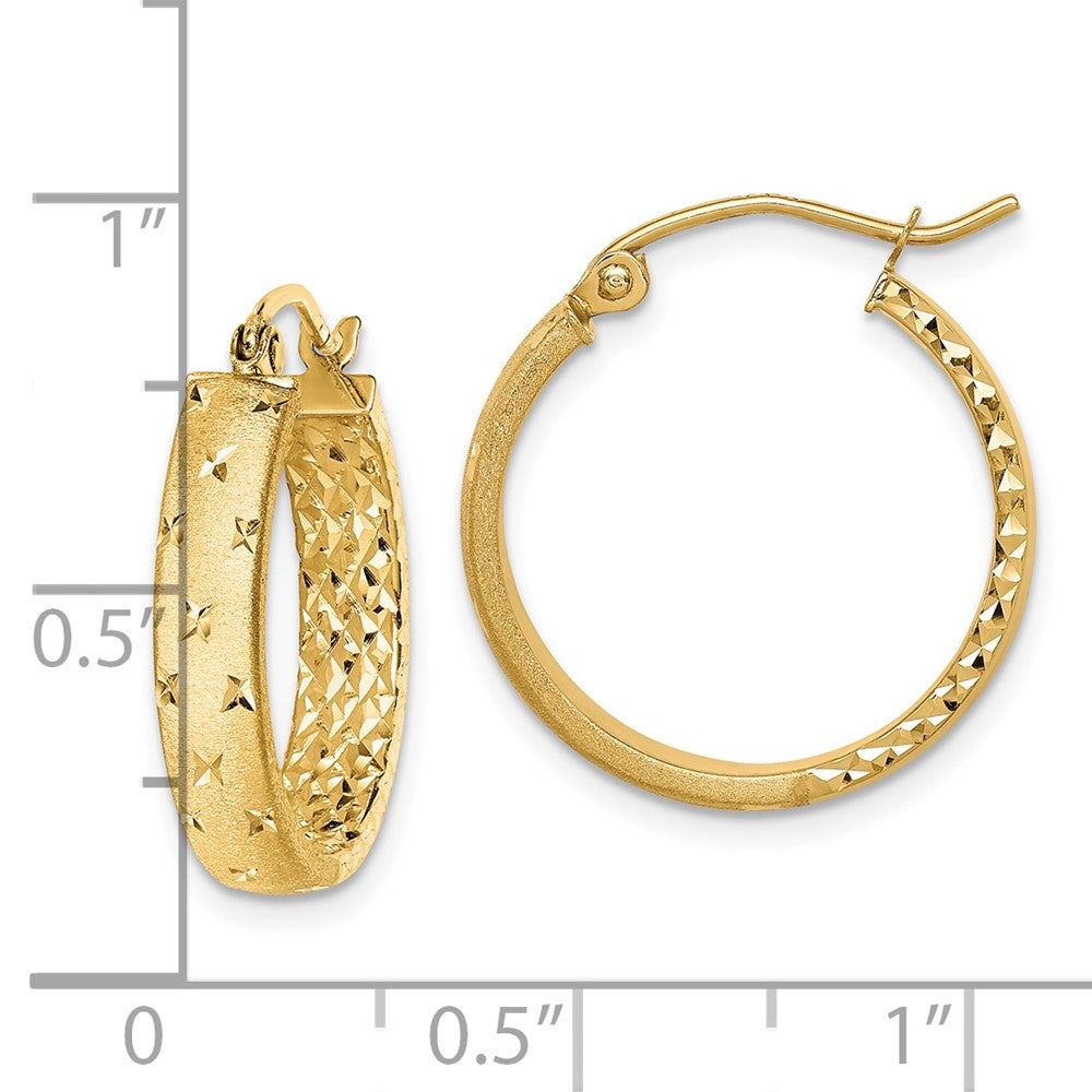 10K Gelbgold Poliert Diamantiert In/out Creolen