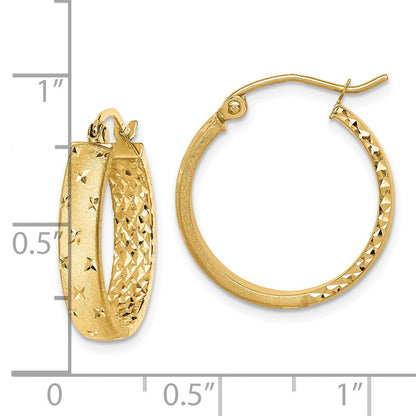 10K Gelbgold Poliert Diamantiert In/out Creolen