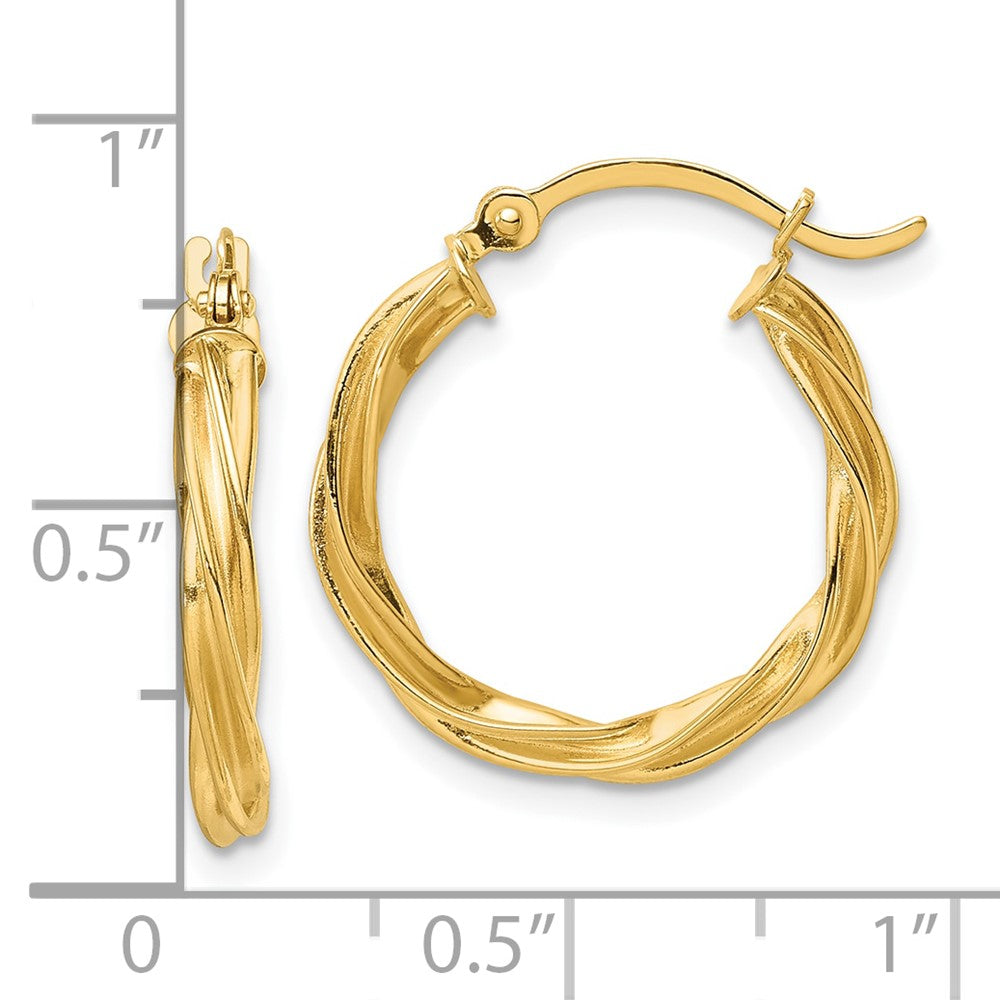 10K Gelbgold Poliert Gedreht 2.5mm Creolen
