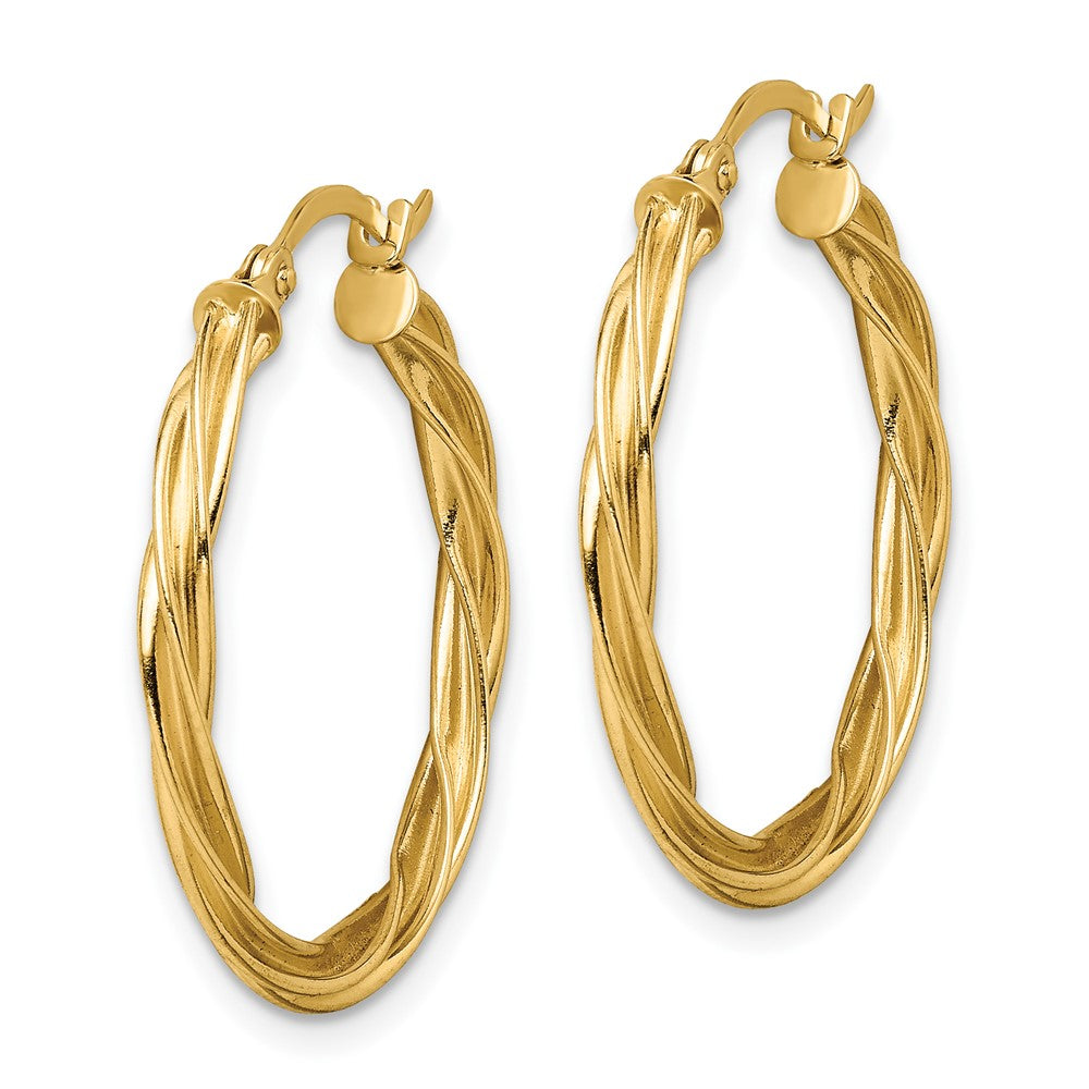 10K Gelbgold Poliert Gedreht 2.5mm Creolen