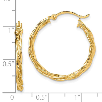 10K Gelbgold Poliert Gedreht 2.5mm Creolen