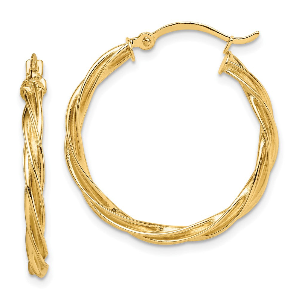 10K Gelbgold Poliert Gedreht 2.5mm Creolen