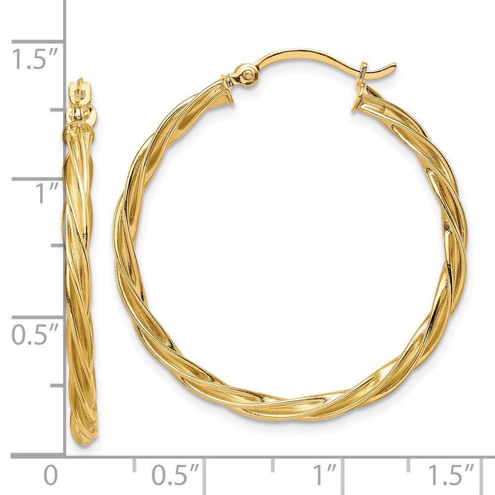 10K Gelbgold Poliert 2.5mm Gedreht Creolen