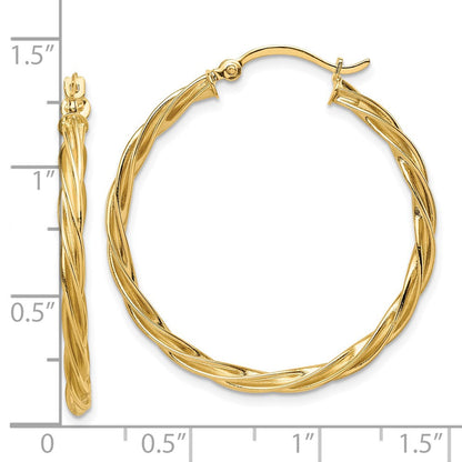 10K Gelbgold Poliert 2.5mm Gedreht Creolen