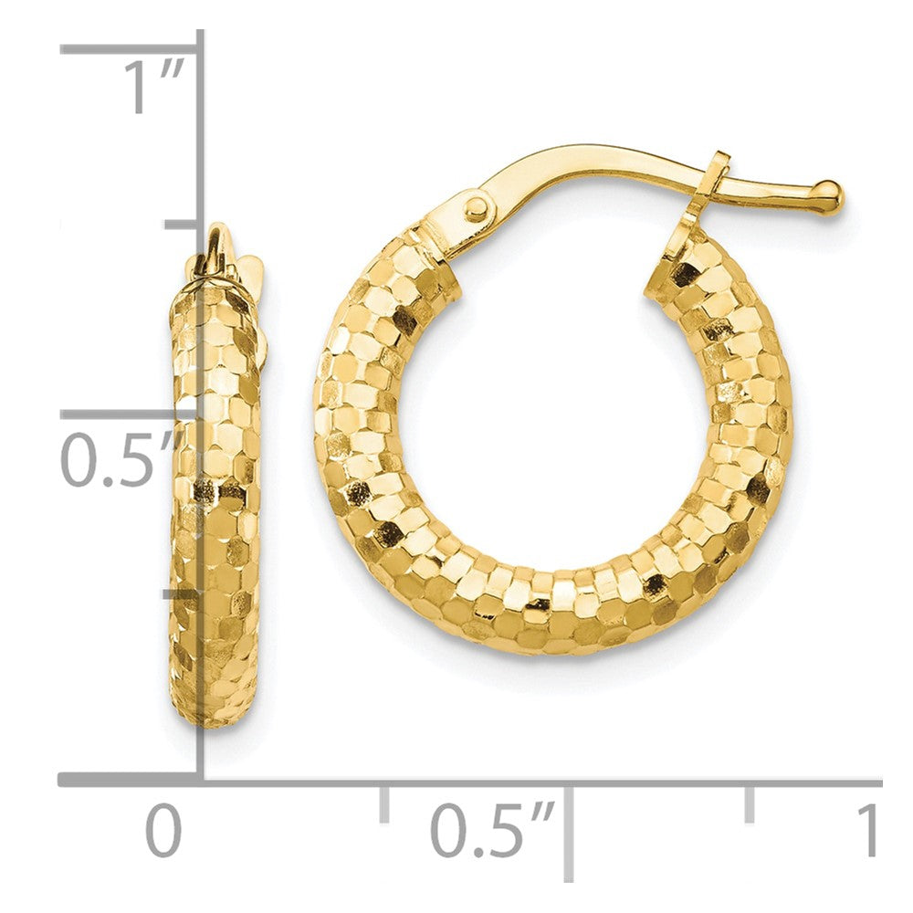 10K Gelbgold 10K 3x10mm Diamantiert Creolen