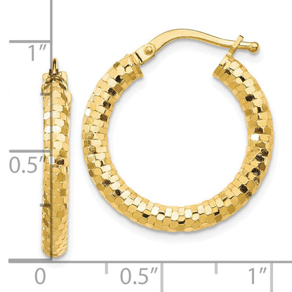 10K Gelbgold 10K 3x22mm Diamantiert Creolen