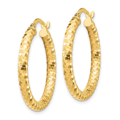 10K Gelbgold 10K 3x27mm Diamantiert Creolen