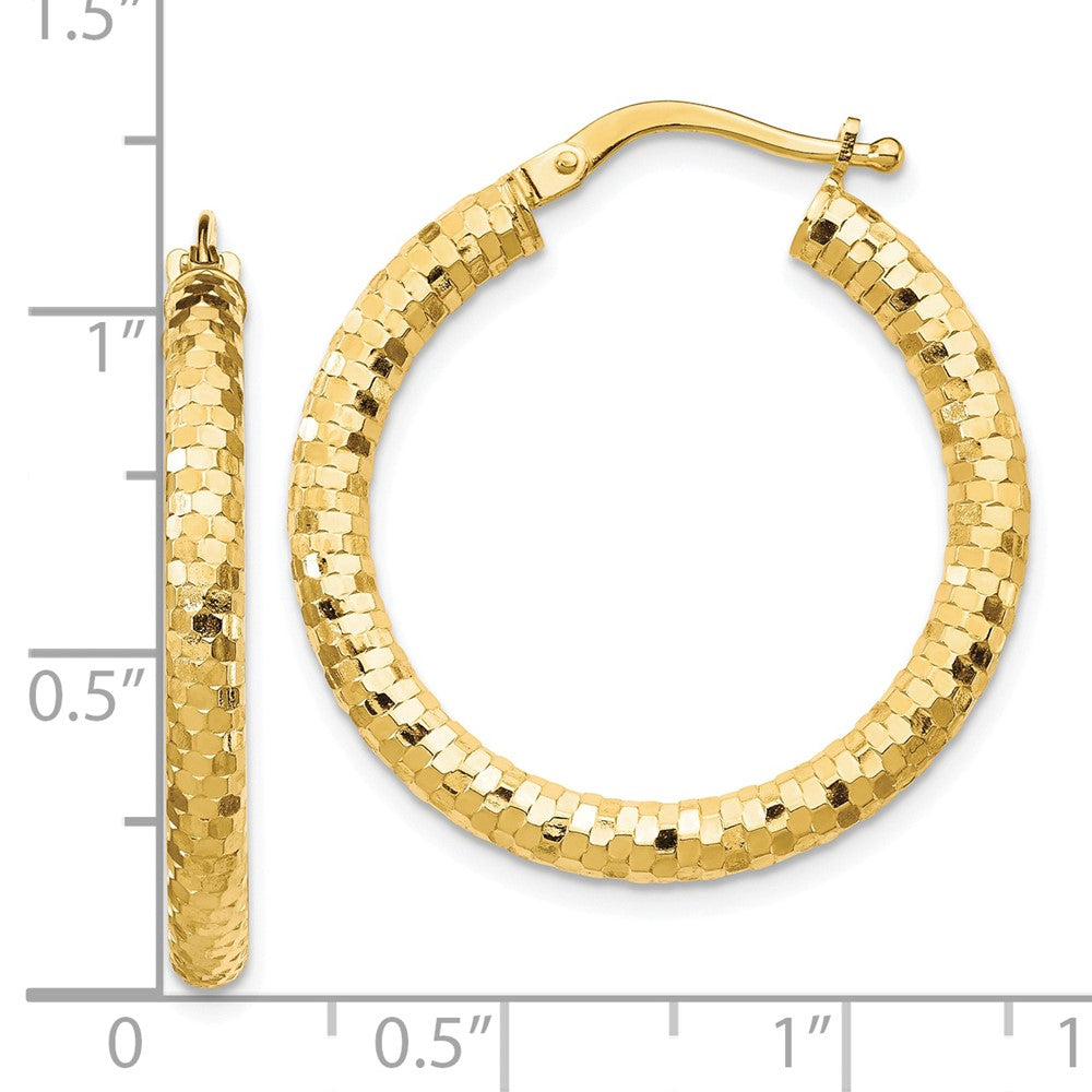 10K Gelbgold 10K 3x27mm Diamantiert Creolen