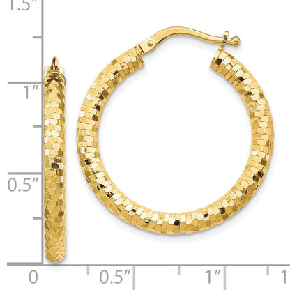 10K Gelbgold 10K 3x27mm Diamantiert Creolen
