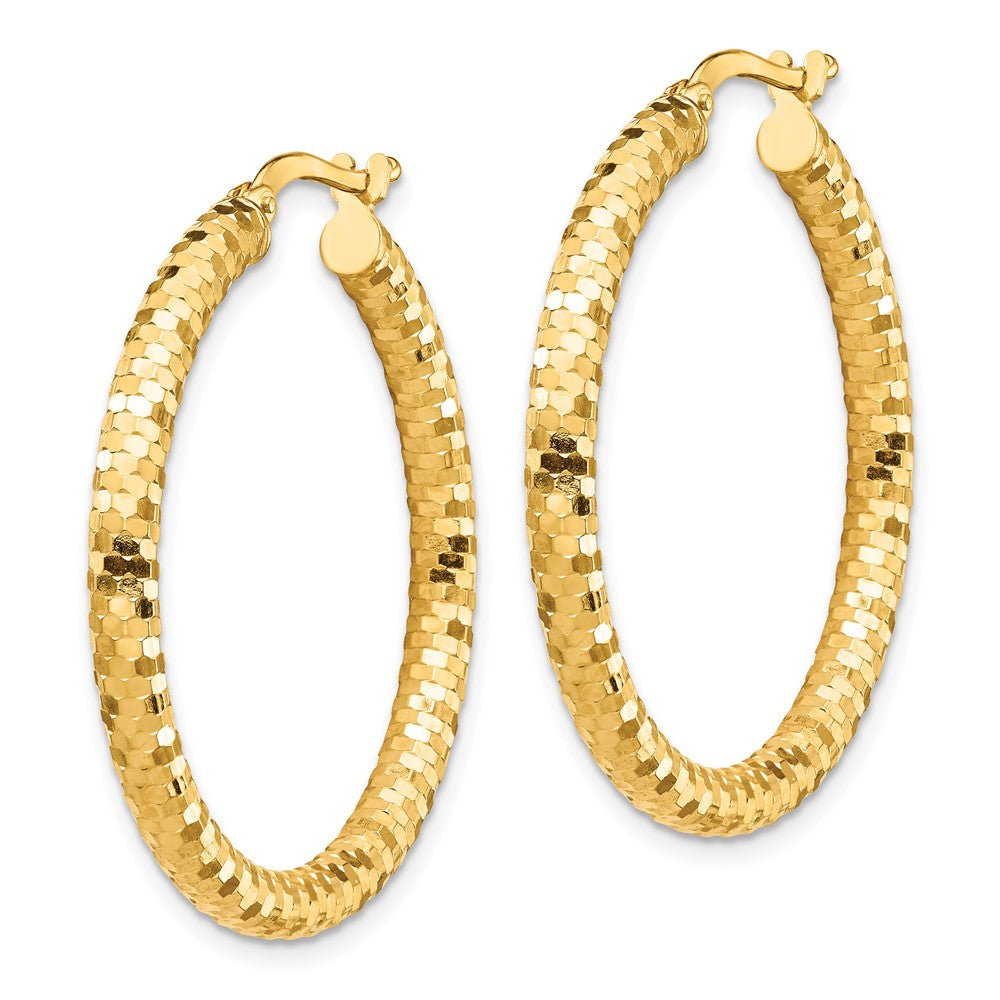10K Gelbgold 10K 3x32mm Diamantiert Creolen