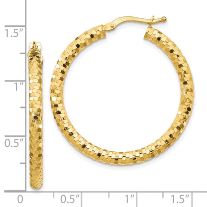 10K Gelbgold 10K 3x32mm Diamantiert Creolen