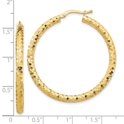 10K Gelbgold 10K 3x38mm Diamantiert Creolen