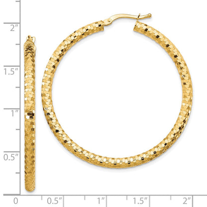 10K Gelbgold 10K 3x35mm Diamantiert Creolen