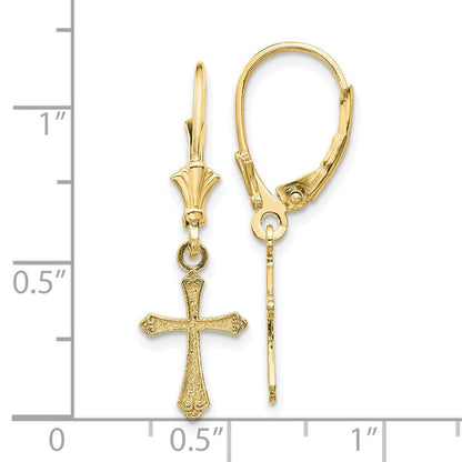 10K Gelbgold Kreuz Ohrhänger mit Brisur