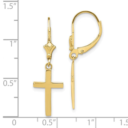 10K Gelbgold Poliert Kreuz Ohrhänger mit Brisur