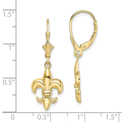 10K Gelbgold 10K Klein Fleur-de-lis Ohrhänger mit Brisur