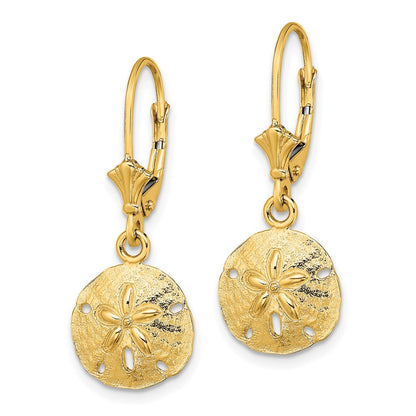10K Gelbgold 10K Poliert Sand Dollar Ohrhänger mit Brisur