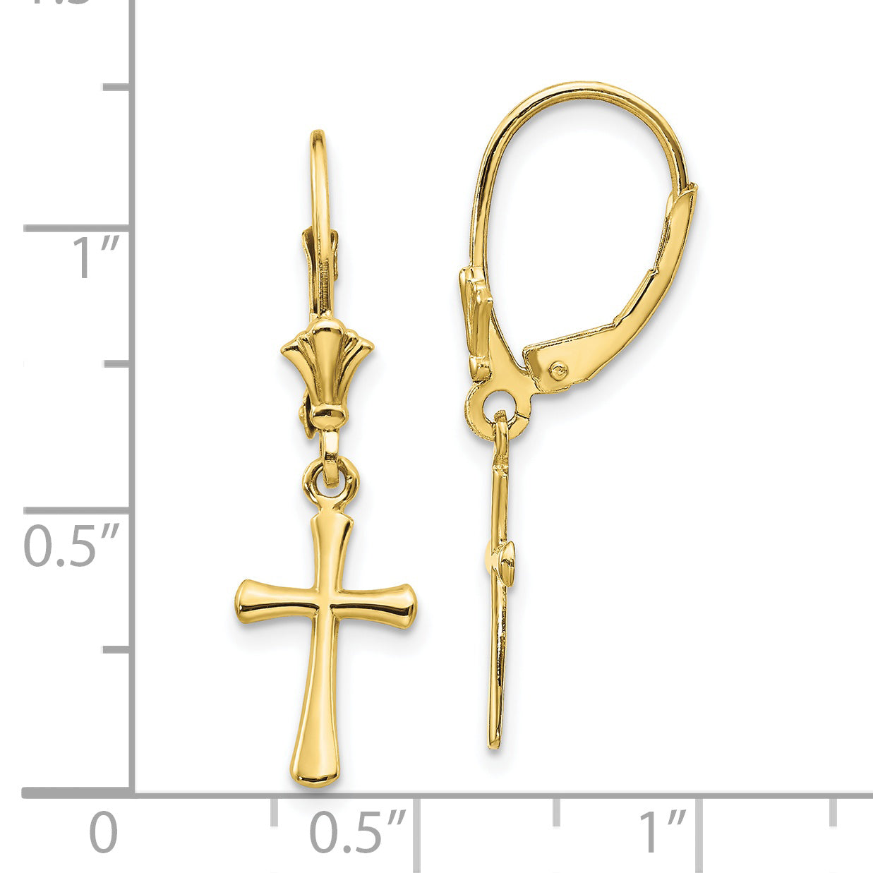 10K Gelbgold 10K Kreuz Ohrhänger mit Brisur