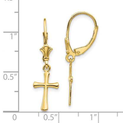 10K Gelbgold 10K Kreuz Ohrhänger mit Brisur