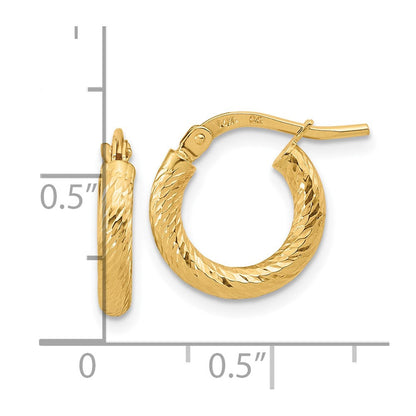 10K Gelbgold Poliert und Diamantiert 2.4mm Creolen