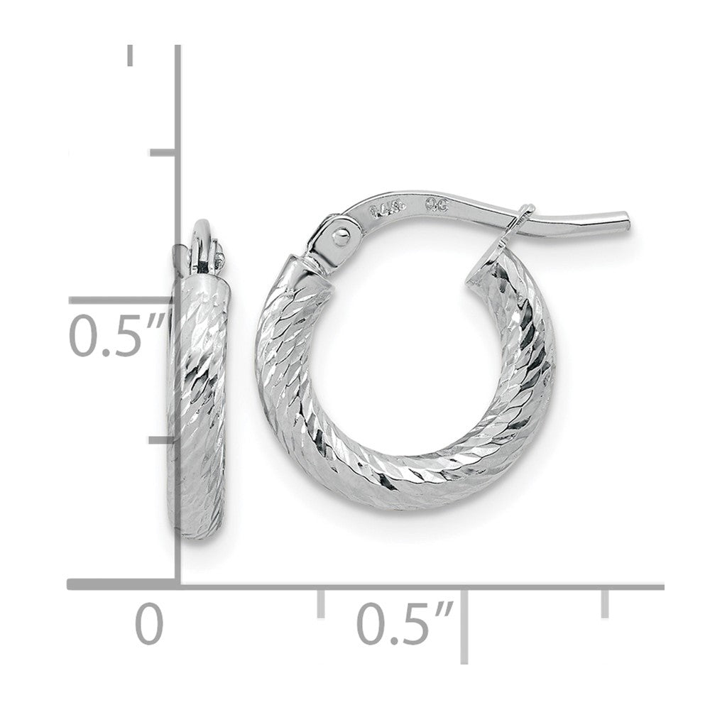 10K Weißgold Poliert Diamantiert 2.4mm Creolen