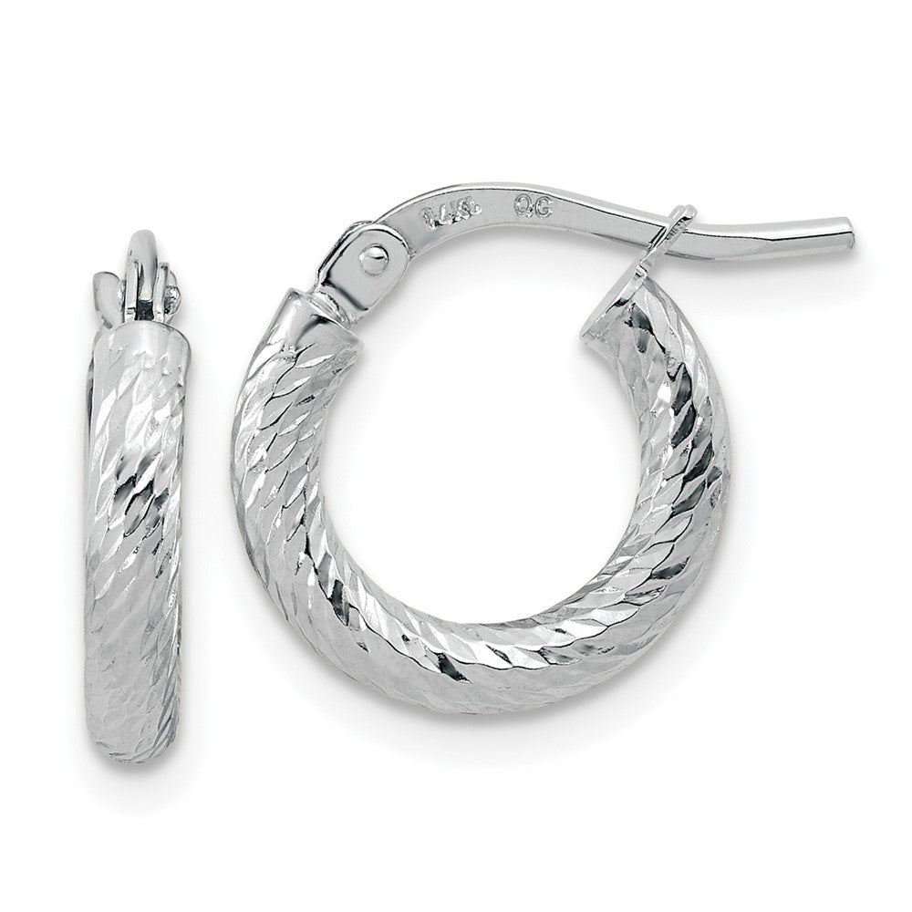 10K Weißgold Poliert Diamantiert 2.4mm Creolen