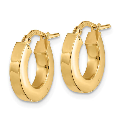 10K Gelbgold Poliert 3mm Quadratisch Röhre Creolen