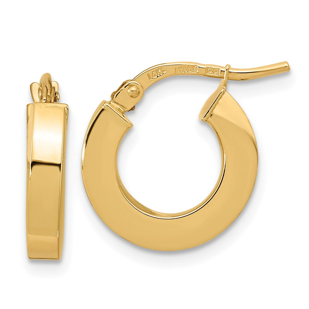 10K Gelbgold Poliert 3mm Quadratisch Röhre Creolen
