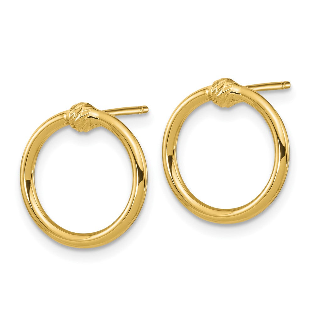 10K Gelbgold Poliert & Diamantiert Kreis Ohrstecker