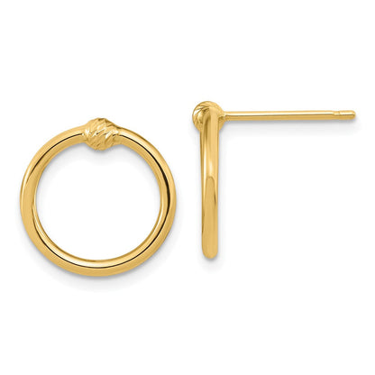 10K Gelbgold Poliert & Diamantiert Kreis Ohrstecker