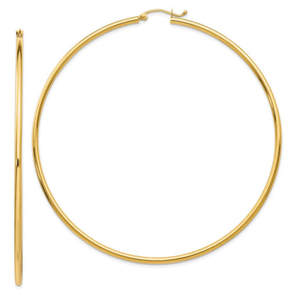 10K Gelbgold Poliert 2x75mm Leicht Röhre Creolen