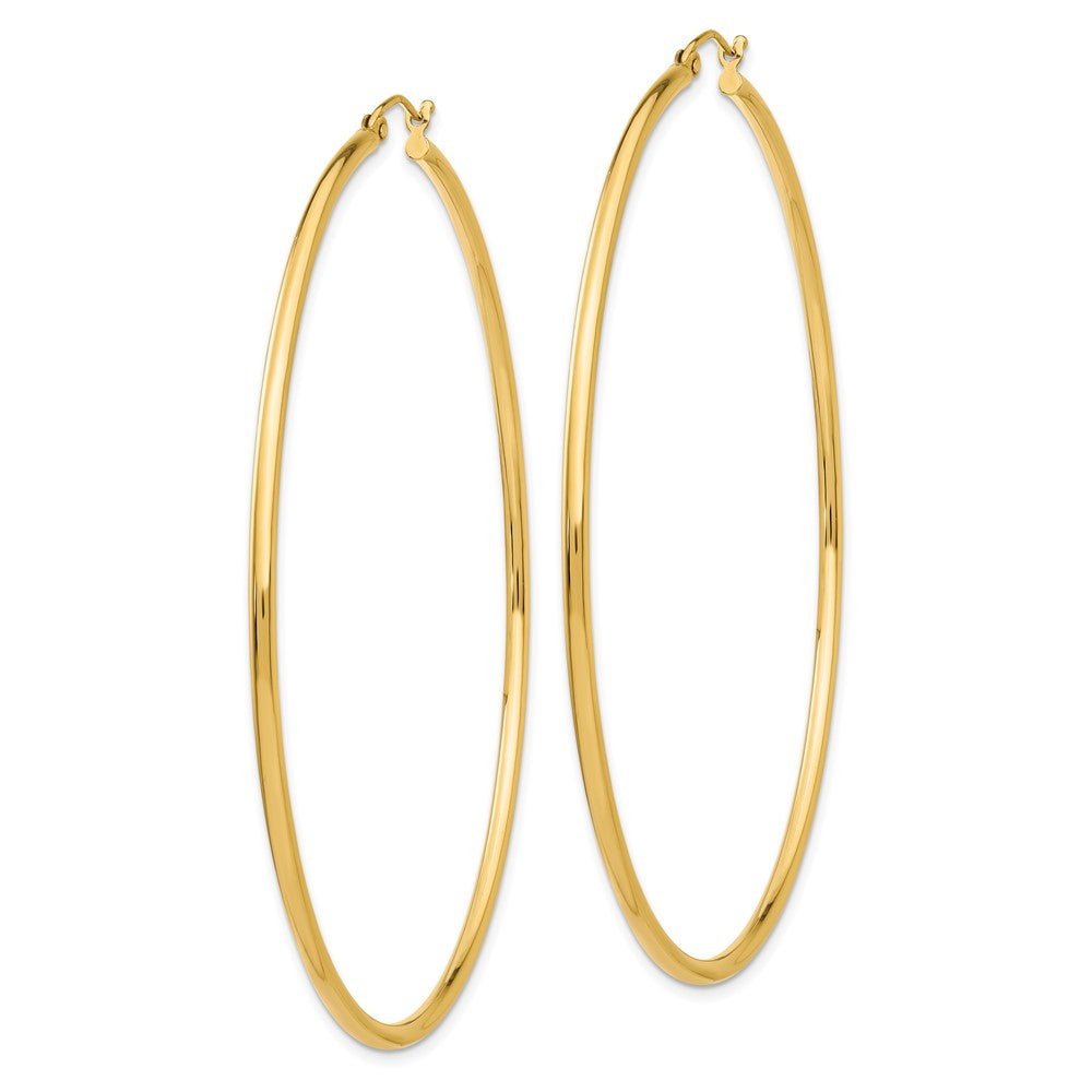 10K Gelbgold Poliert 2x70mm Leicht Röhre Creolen