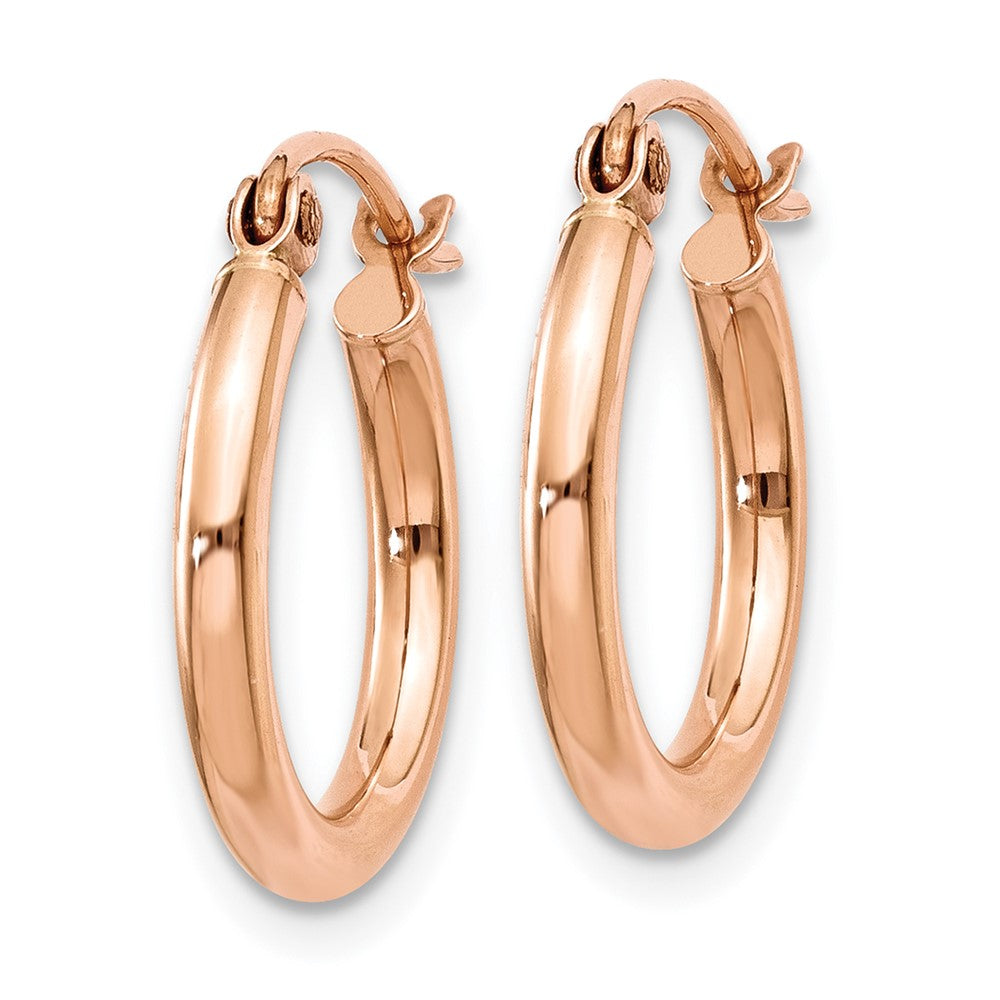 10K Roségold Poliert 2mm Leicht Röhre Creolen