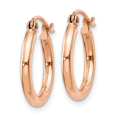 10K Roségold Poliert 2mm Leicht Röhre Creolen
