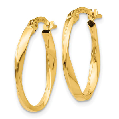 10K Gelbgold Poliert Gedreht Oval Creolen
