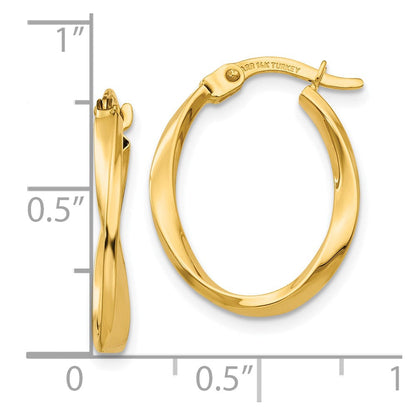 10K Gelbgold Poliert Gedreht Oval Creolen