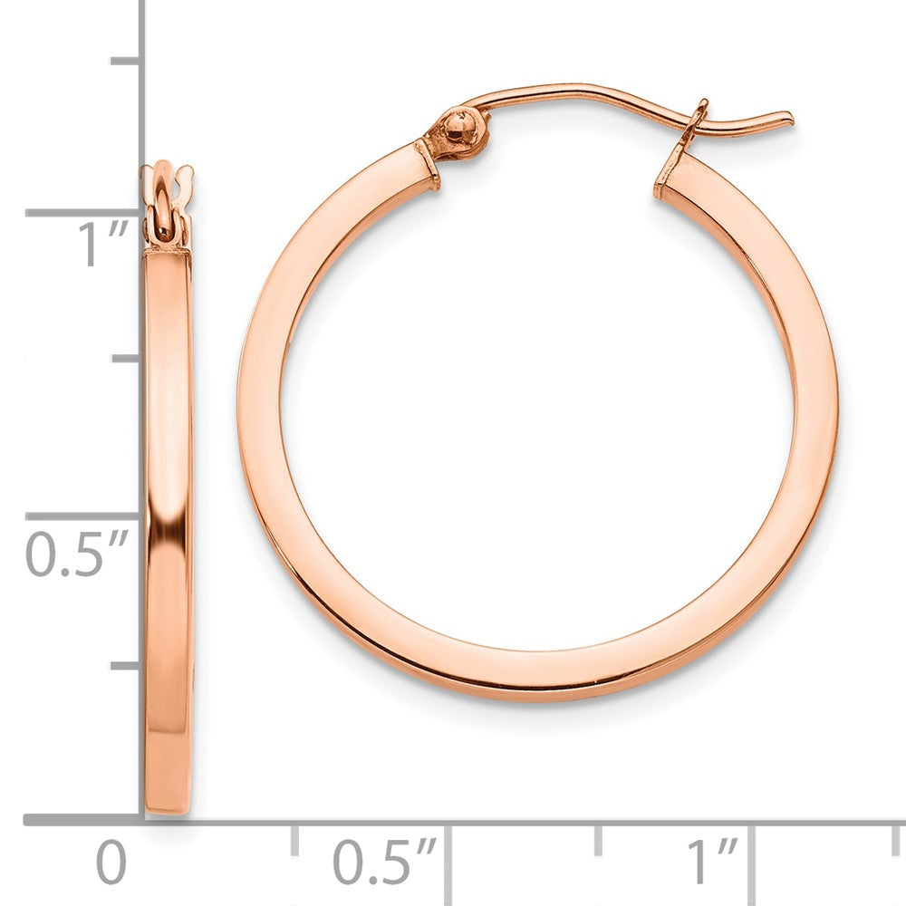 10K Roségold Leicht Quadratisch Röhre Creolen