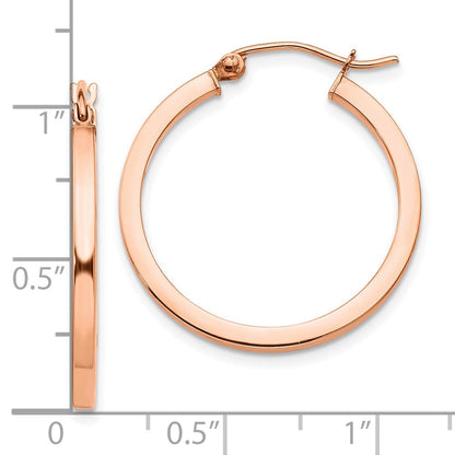 10K Roségold Leicht Quadratisch Röhre Creolen
