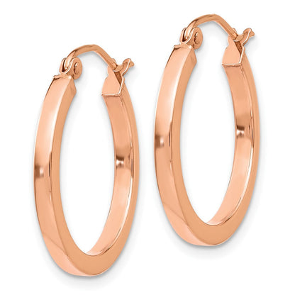 10K Roségold Leicht Quadratisch Röhre Creolen