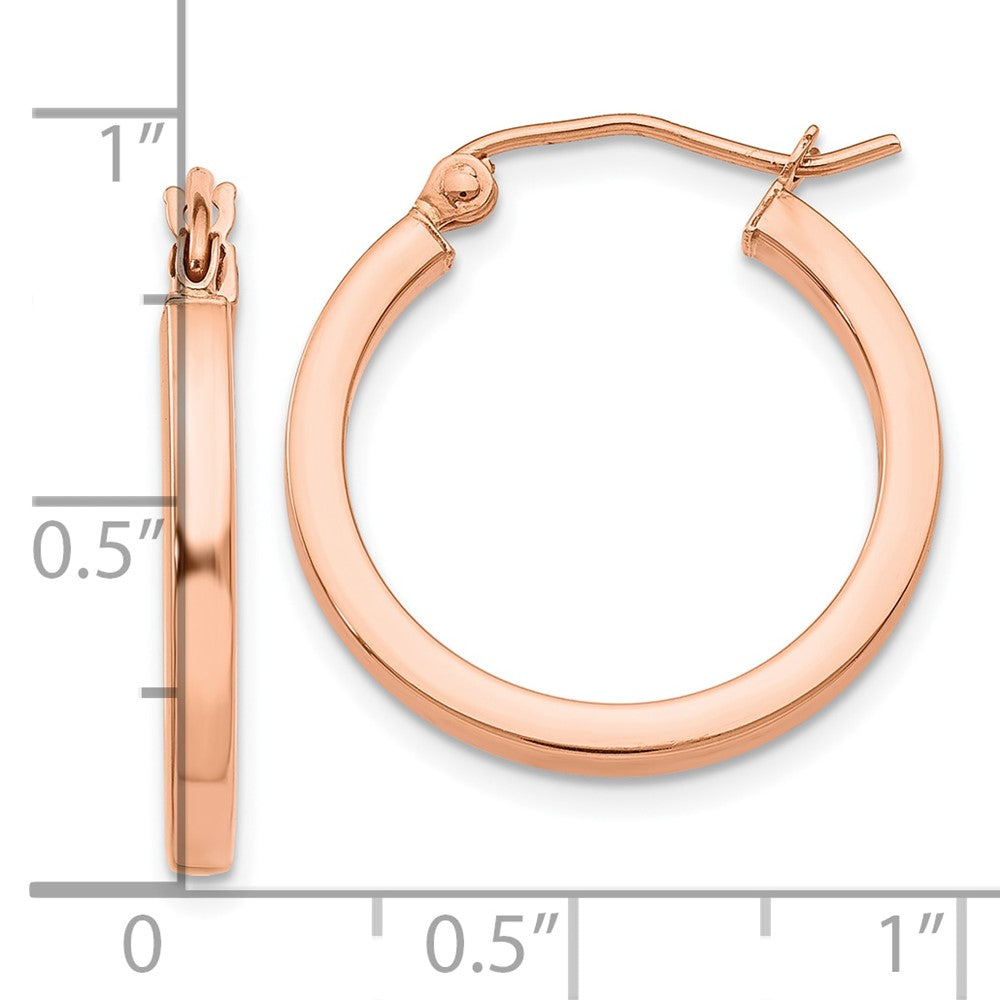 10K Roségold Leicht Quadratisch Röhre Creolen