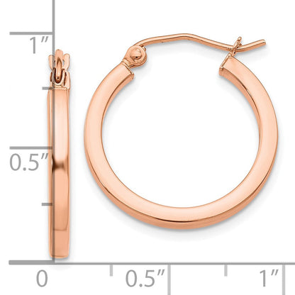 10K Roségold Leicht Quadratisch Röhre Creolen