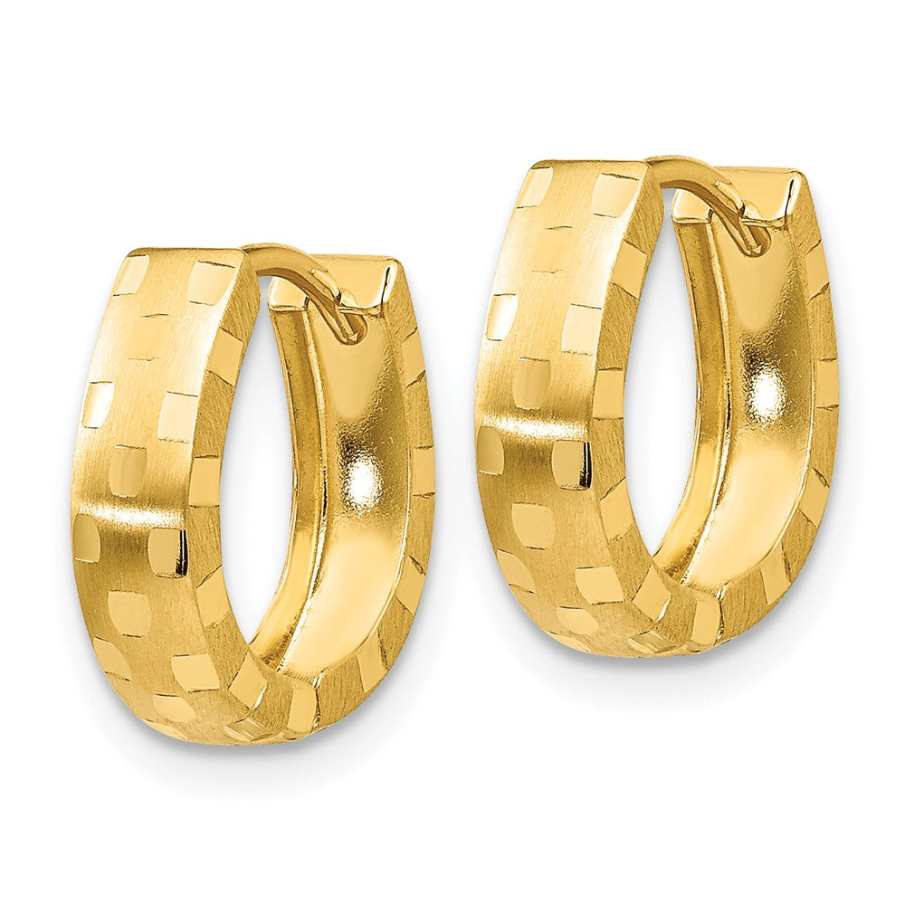 10K Gelbgold Diamantiert 4mm Gemustert Klappbar Creolen