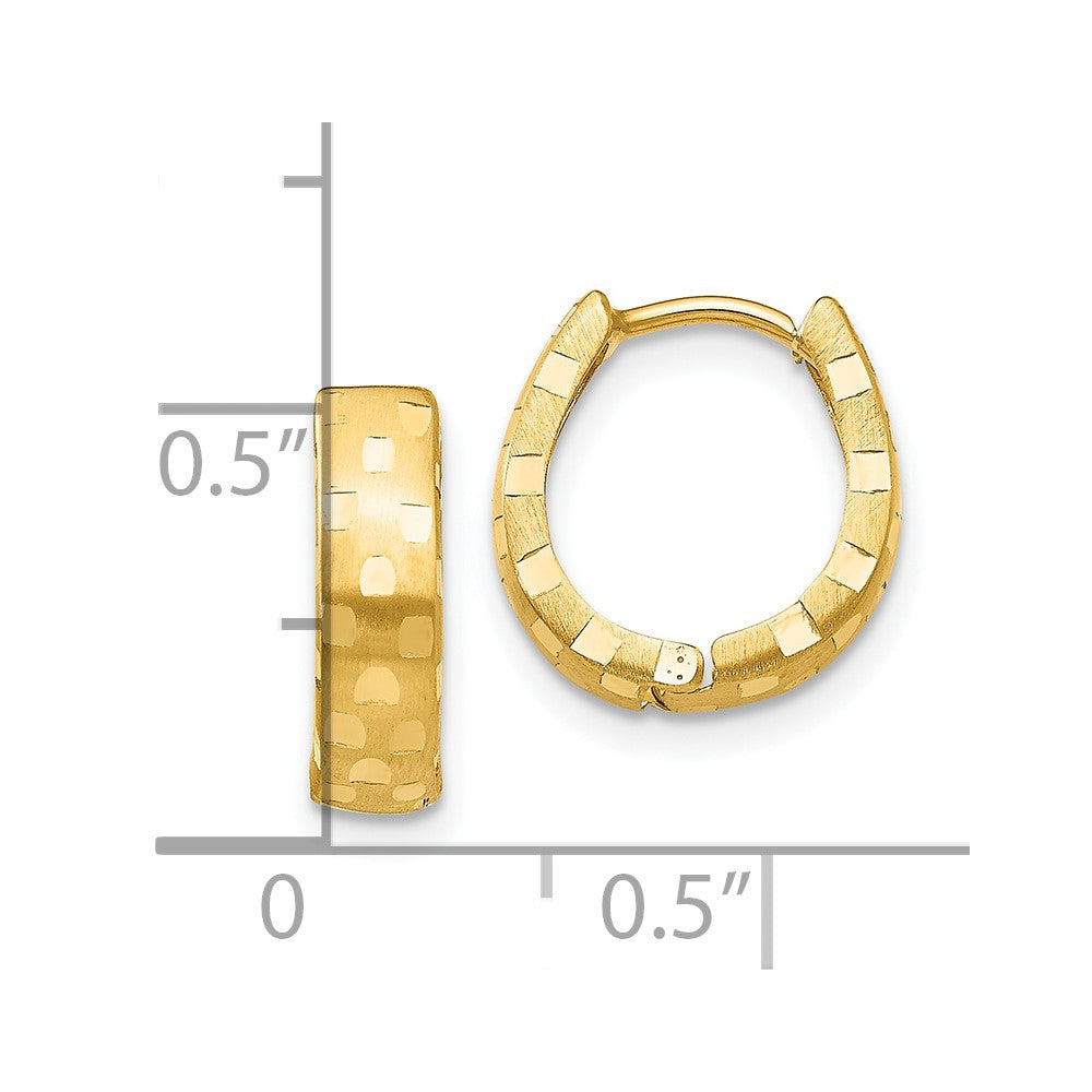 10K Gelbgold Diamantiert 4mm Gemustert Klappbar Creolen