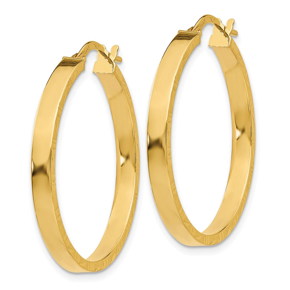 10K Gelbgold Diamantiert Kante Groß 3mm Poliert Creolen