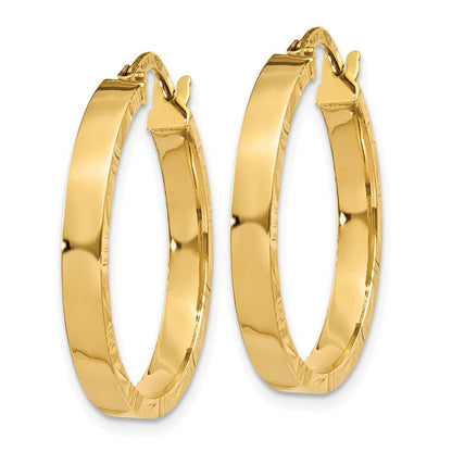 10K Gelbgold Diamantiert Kante Mittel 3mm Poliert Creolen