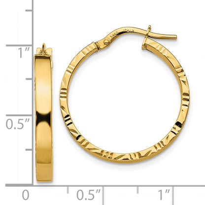 10K Gelbgold Diamantiert Kante Mittel 3mm Poliert Creolen