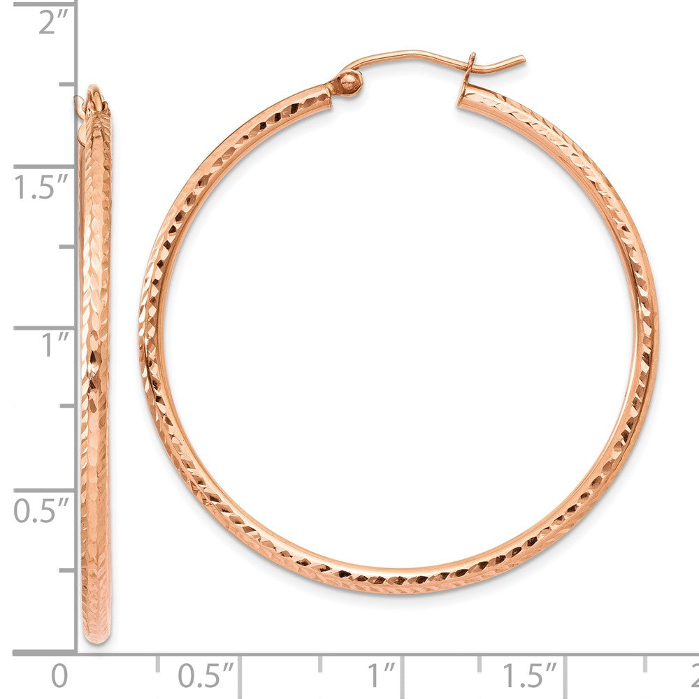 10K Roségold 10K Poliert Leicht Groß Diamantiert Röhre Creolen