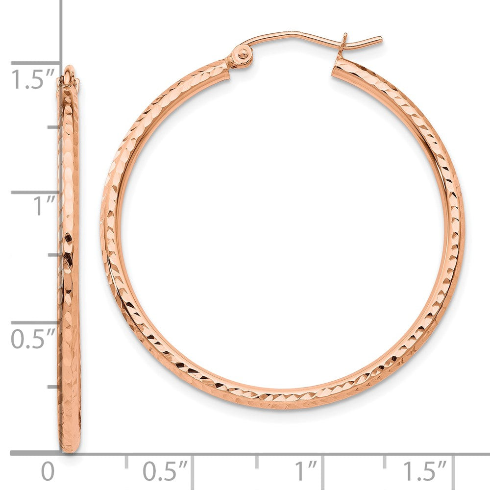 10K Roségold 10K Poliert Leicht Groß Diamantiert Röhre Creolen